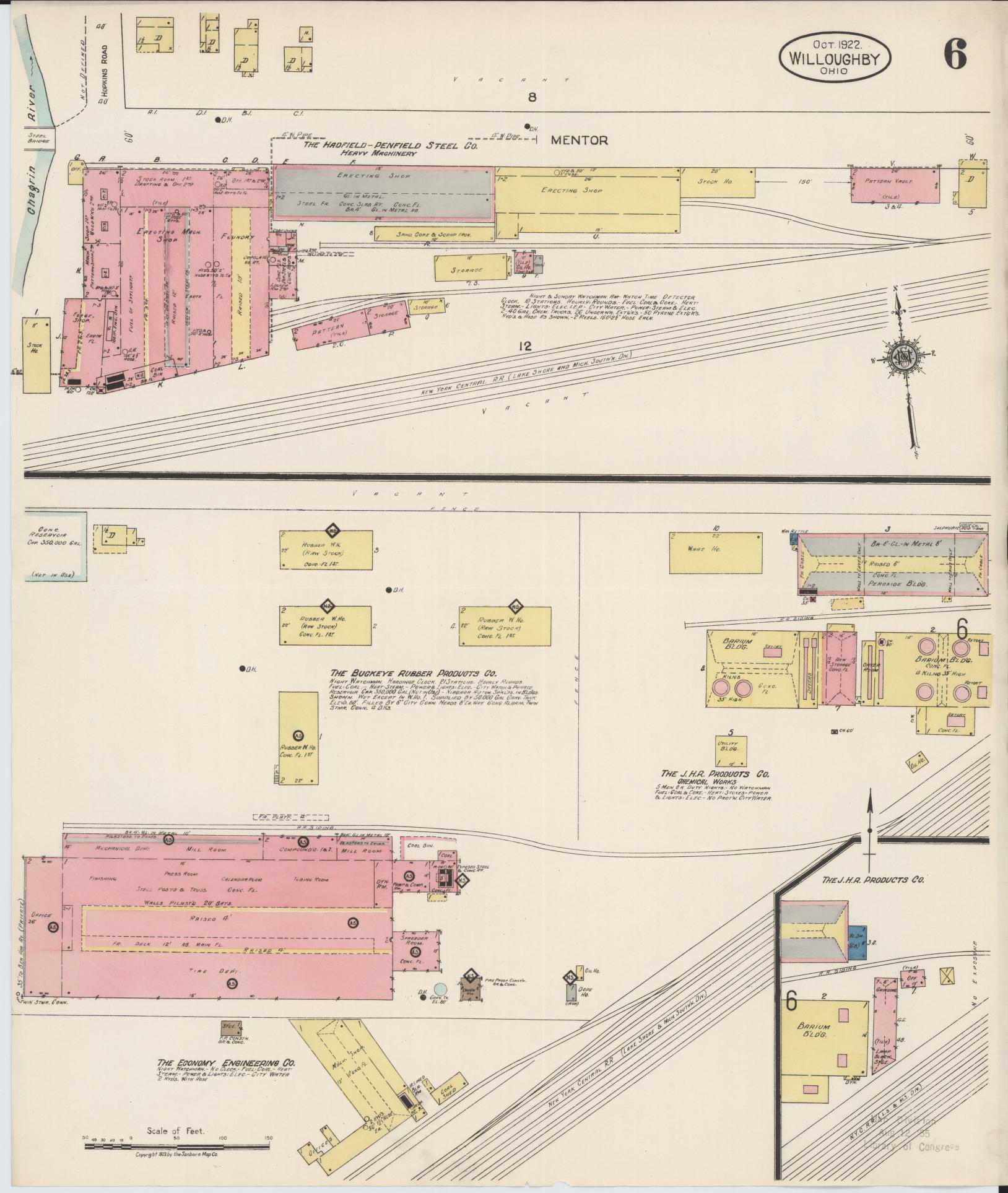 Sanborn Fire Insurance Map from Willoughby, Lake County, Ohio (1922), Sheet #0006 - Complete Map Set gallery image, historic Sanborn map, vintage wall art, Ohio Ohio