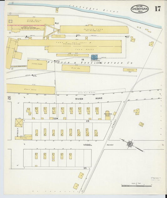 Sanborn Fire Insurance Map from Cheboygan, Cheboygan County, Michigan (1915), Sheet #0017 - Historic Sanborn Fire Insurance Map Print, vintage old map wall art, antique decor, genealogy gift, Michigan Michigan map