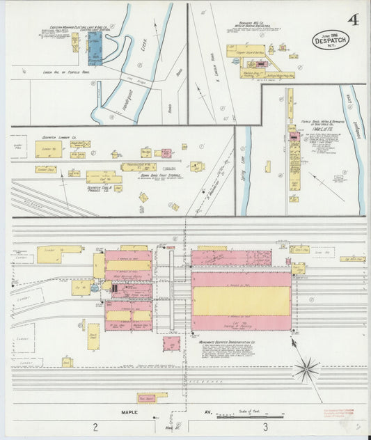 Sanborn Fire Insurance Map from Despatch, Monroe County, New York (1906), Sheet #0004 - Historic Sanborn Fire Insurance Map Print, vintage old map wall art, antique decor, genealogy gift, New York New York map