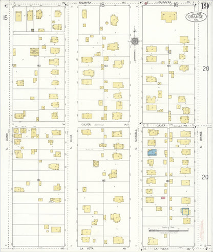Sanborn Fire Insurance Map from Orange, Orange County, California (1922), Sheet #0019 - Complete Map Set gallery image, historic Sanborn map, vintage wall art, California California