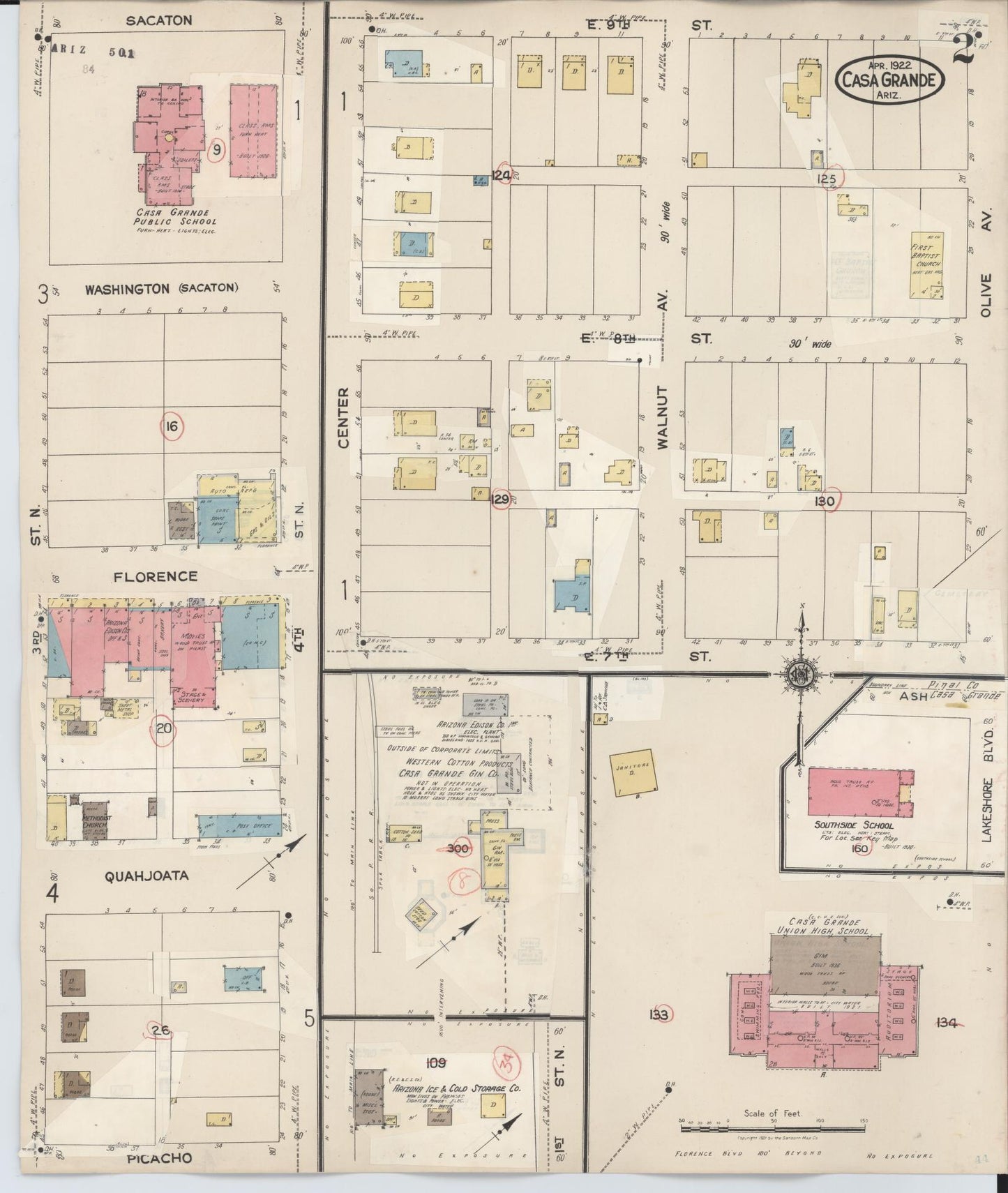 Sanborn Fire Insurance Map from Casa Grande, Pinal County, Arizona (1940), Sheet #0002 - Complete Map Set gallery image, historic Sanborn map, vintage wall art, Arizona Arizona