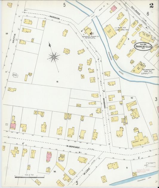 Sanborn Fire Insurance Map from Skaneateles, Onondaga County, New York (1904), Sheet #0002 - Historic Sanborn Fire Insurance Map Print, vintage old map wall art, antique decor, genealogy gift, New York New York map