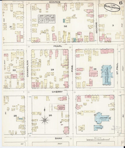 Sanborn Fire Insurance Map from Burlington, Chittenden County, Vermont (1885), Sheet #0006 - Complete Map Set gallery image, historic Sanborn map, vintage wall art, Vermont Vermont