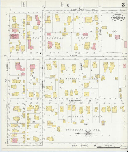 Sanborn Fire Insurance Map from New Castle, Henry County, Indiana (1901), Sheet #0003 - Complete Map Set gallery image, historic Sanborn map, vintage wall art, Indiana Indiana