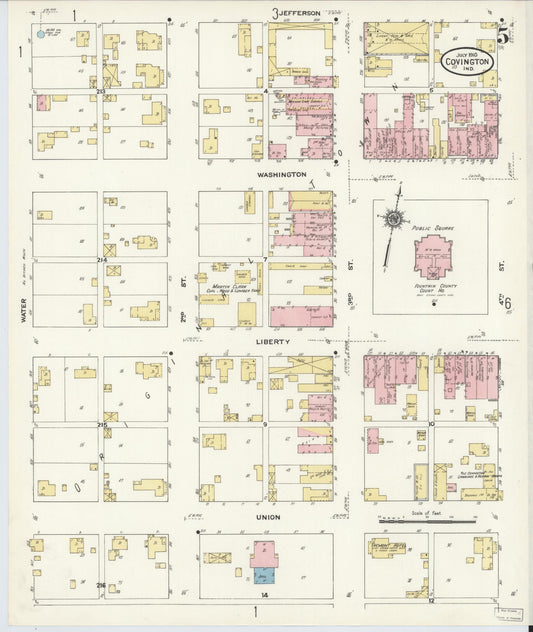 Sanborn Fire Insurance Map from Covington, Fountain County, Indiana (1910), Sheet #0005 - Historic Sanborn Fire Insurance Map Print, vintage old map wall art, antique decor, genealogy gift, Indiana Indiana map