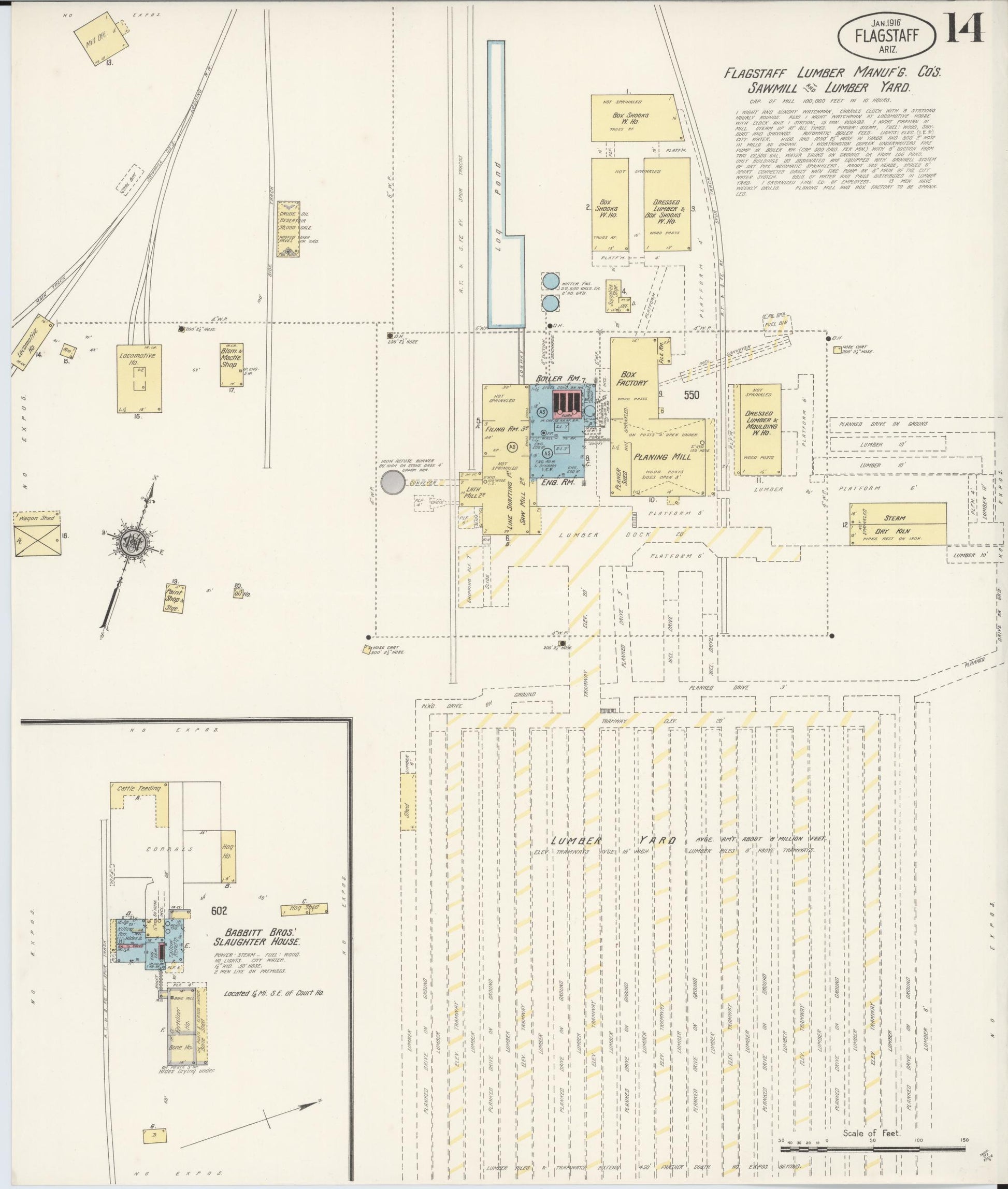 Sanborn Fire Insurance Map from Flagstaff, Coconino County, Arizona (1916), Sheet #0014 - Complete Map Set gallery image, historic Sanborn map, vintage wall art, Arizona Arizona