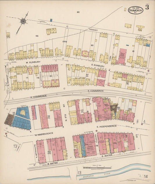 Sanborn Fire Insurance Map from Shamokin, Northumberland County, Pennsylvania (1922), Sheet #0003 - Historic Sanborn Fire Insurance Map Print, vintage old map wall art, antique decor, genealogy gift, Pennsylvania Pennsylvania map