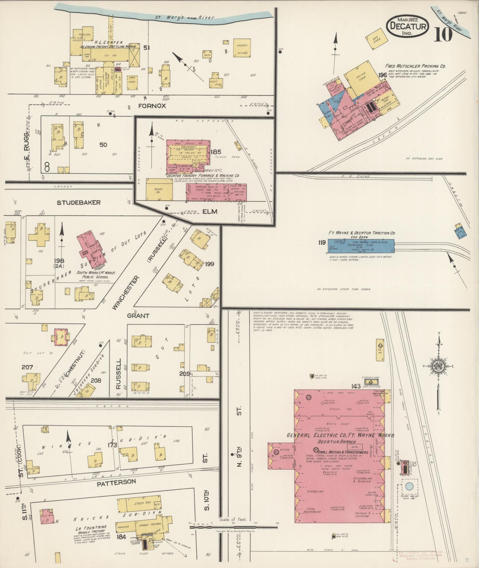 Sanborn Fire Insurance Map from Decatur, Adams County, Indiana (1922), Sheet #0010 - Complete Map Set gallery image, historic Sanborn map, vintage wall art, Indiana Indiana