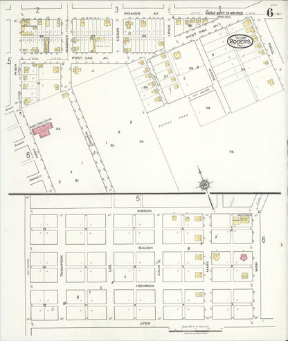 Sanborn Fire Insurance Map from Rogers, Bell County, Texas (1921), Sheet #0006 - Historic Sanborn Fire Insurance Map Print, vintage old map wall art, antique decor, genealogy gift, Texas Texas map