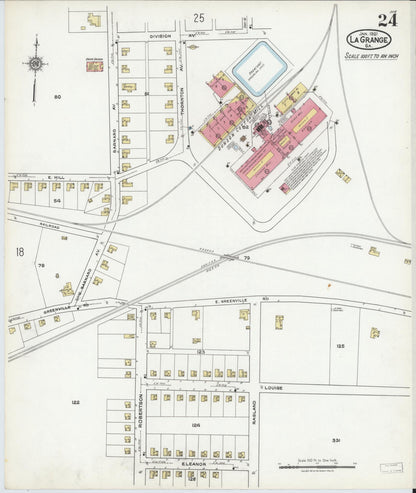 Sanborn Fire Insurance Map from La Grange, Troup County, Georgia (1921), Sheet #0024 - Complete Map Set gallery image, historic Sanborn map, vintage wall art, Georgia Georgia