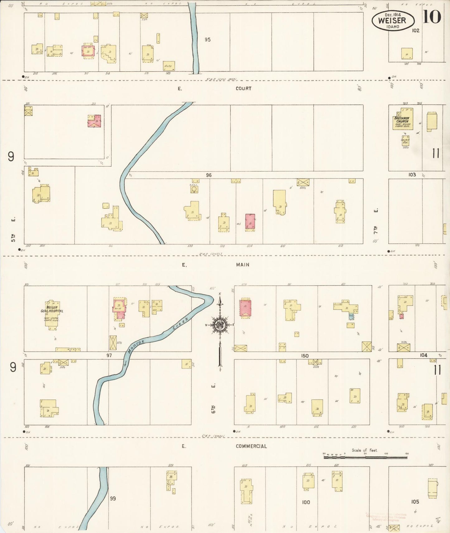 Sanborn Fire Insurance Map from Weiser, Washington County, Idaho (1914), Sheet #0010 - Complete Map Set gallery image, historic Sanborn map, vintage wall art, Idaho Idaho