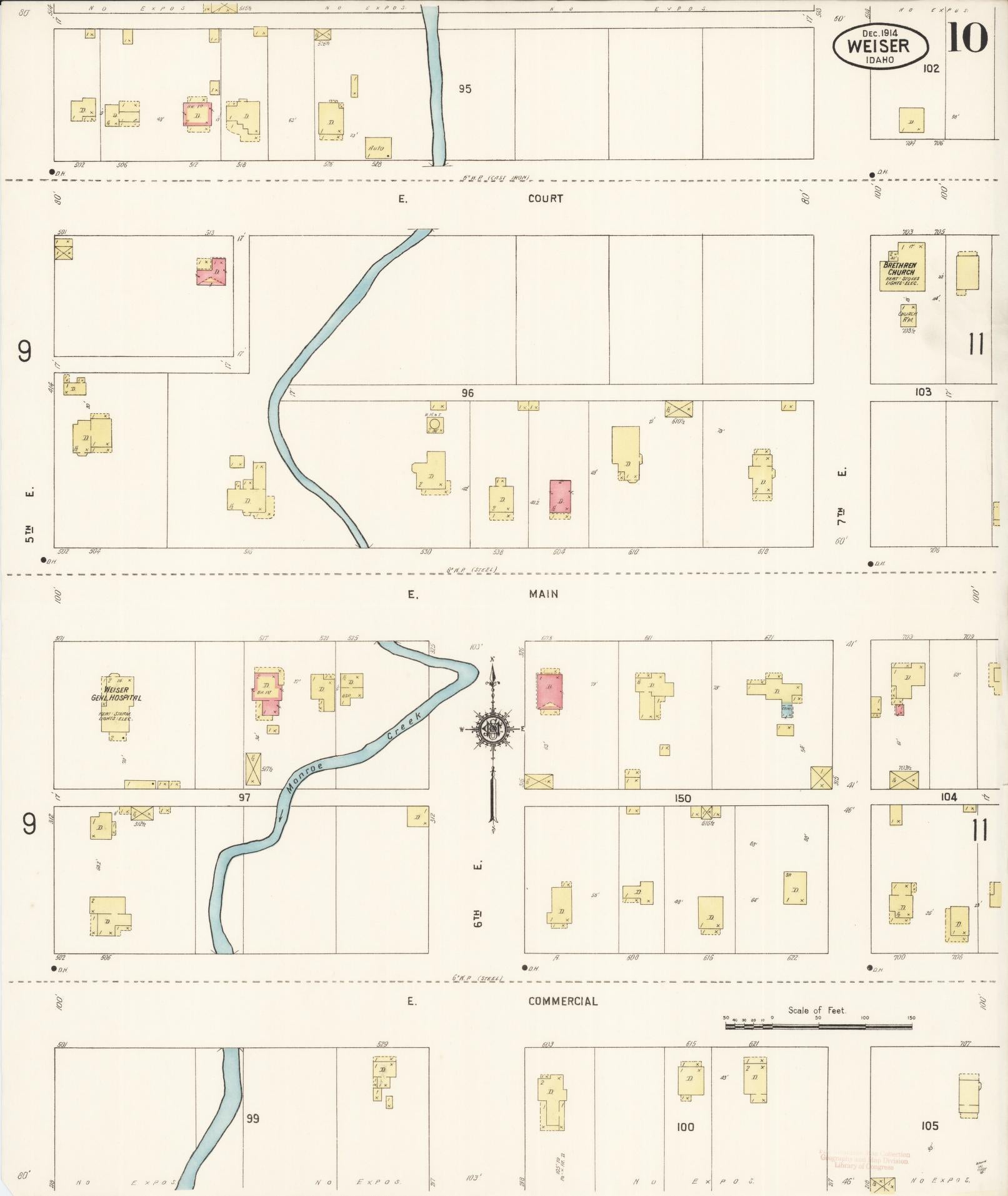 Sanborn Fire Insurance Map from Weiser, Washington County, Idaho (1914), Sheet #0010 - Complete Map Set gallery image, historic Sanborn map, vintage wall art, Idaho Idaho