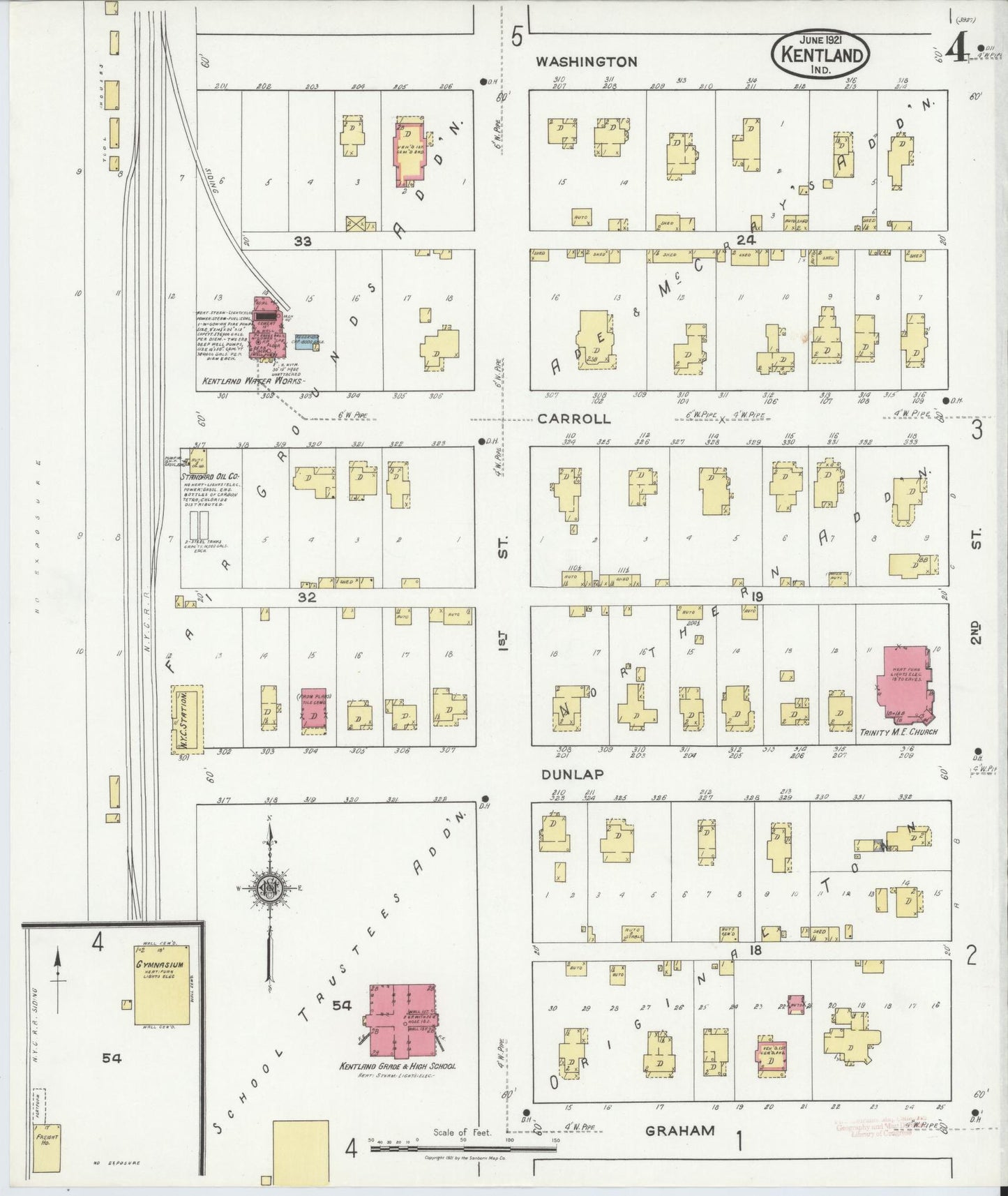 Sanborn Fire Insurance Map from Kentland, Newton County, Indiana (1921), Sheet #0004 - Complete Map Set gallery image, historic Sanborn map, vintage wall art, Indiana Indiana