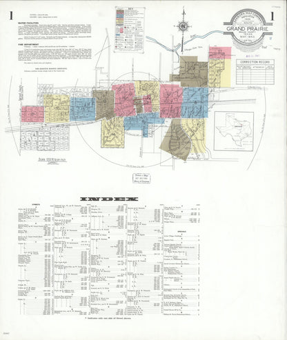 Sanborn Fire Insurance Map from Grand Prairie, Dallas County, Texas (1943), Sheet #0001 - Historic Sanborn Fire Insurance Map Print, vintage old map wall art, antique decor, genealogy gift, Texas Texas map