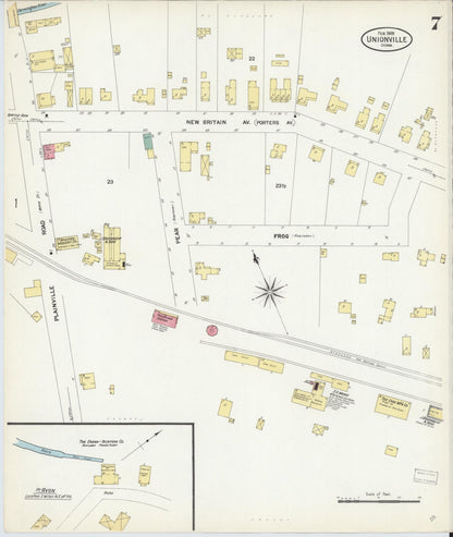 Sanborn Fire Insurance Map from Unionville, Hartford County, Connecticut (1909), Sheet #0007 - Complete Map Set gallery image, historic Sanborn map, vintage wall art, Connecticut Connecticut