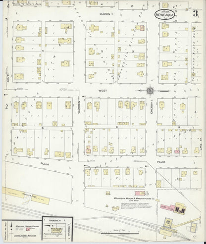 Sanborn Fire Insurance Map from Moweaqua, Shelby County, Illinois (1914), Sheet #0003 - Complete Map Set gallery image, historic Sanborn map, vintage wall art, Illinois Illinois