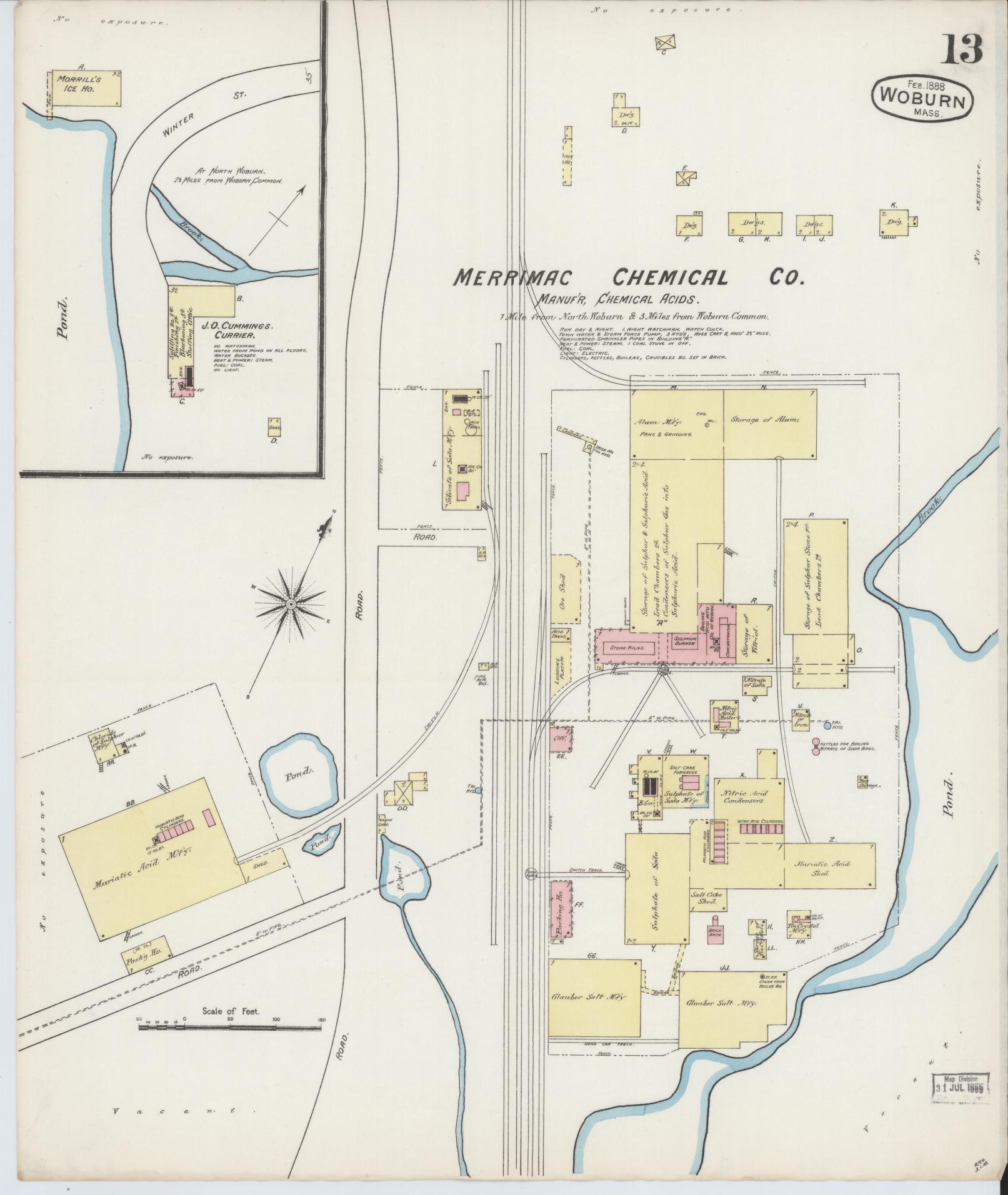 Sanborn Fire Insurance Map from Woburn, Middlesex County, Massachusetts (1888), Sheet #0013 - Complete Map Set gallery image, historic Sanborn map, vintage wall art, Massachusetts Massachusetts