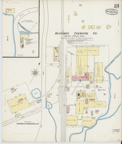 Sanborn Fire Insurance Map from Woburn, Middlesex County, Massachusetts (1888), Sheet #0013 - Complete Map Set gallery image, historic Sanborn map, vintage wall art, Massachusetts Massachusetts