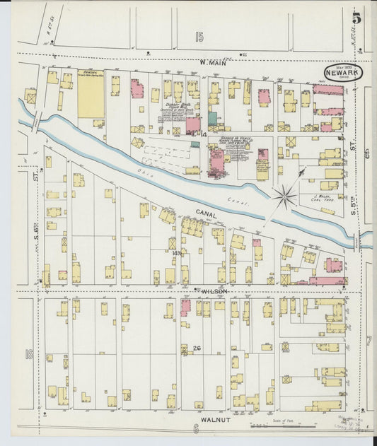Sanborn Fire Insurance Map from Newark, Licking County, Ohio (1893), Sheet #0005 - Historic Sanborn Fire Insurance Map Print, vintage old map wall art, antique decor, genealogy gift, Ohio Ohio map