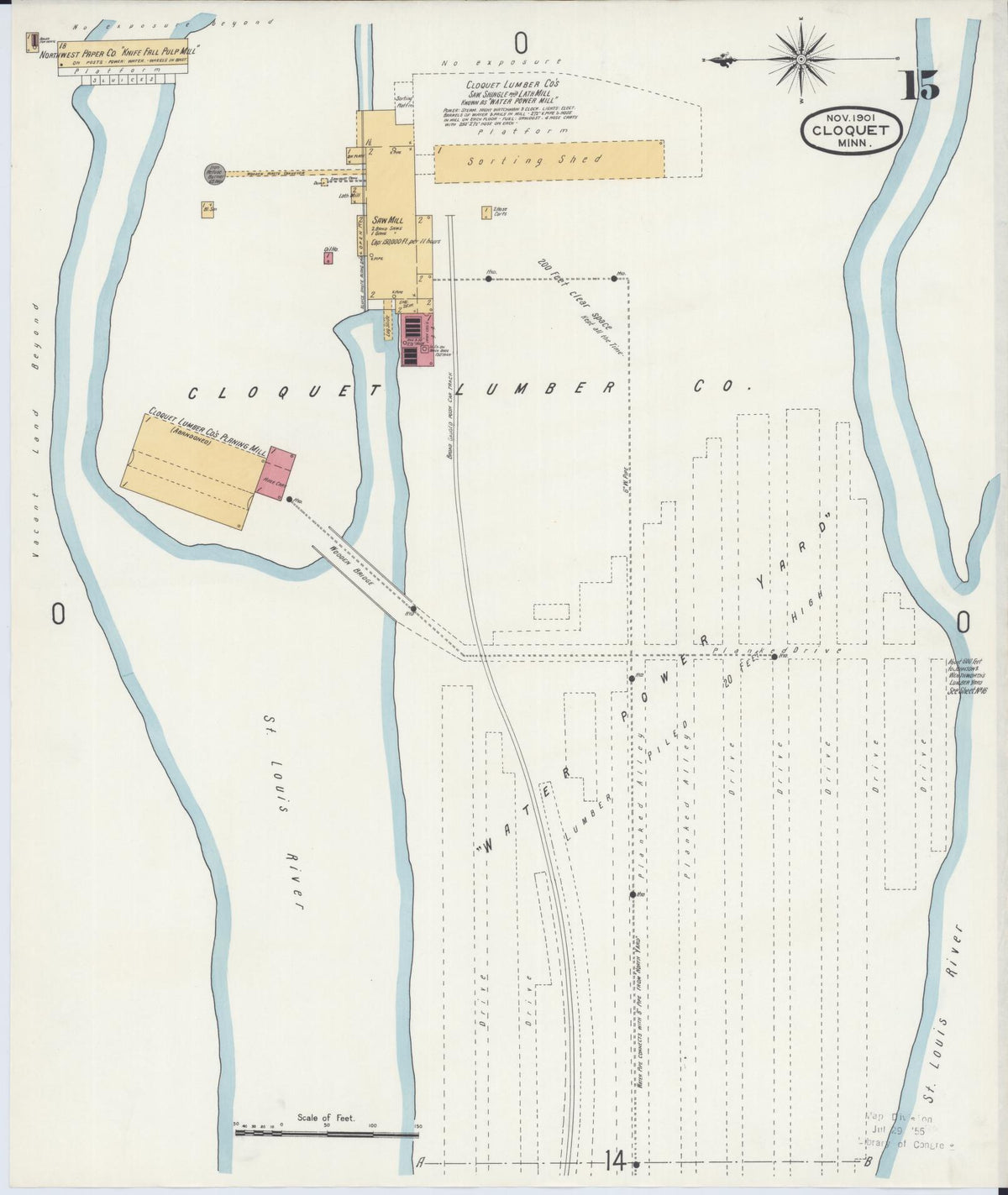 Sanborn Fire Insurance Map from Cloquet, Carlton County, Minnesota (1901), Sheet #0015 - Complete Map Set gallery image, historic Sanborn map, vintage wall art, Minnesota Minnesota