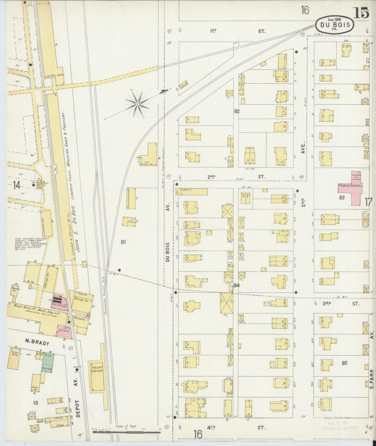Sanborn Fire Insurance Map from Du Bois, Clearfield County, Pennsylvania (1896), Sheet #0015 - Complete Map Set gallery image, historic Sanborn map, vintage wall art, Pennsylvania Pennsylvania