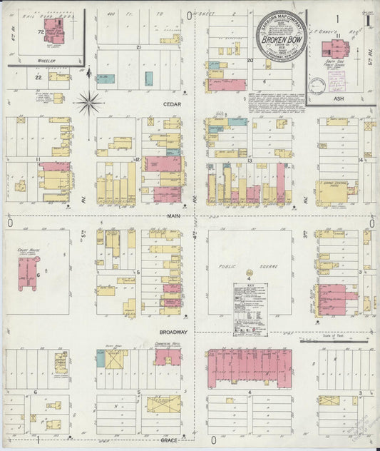 Sanborn Fire Insurance Map from Broken Bow, Custer County, Nebraska (1902), Sheet #0001 - Complete Map Set gallery image, historic Sanborn map, vintage wall art, Nebraska Nebraska