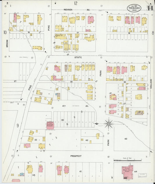 Sanborn Fire Insurance Map from Trinidad, Las Animas County, Colorado (1901), Sheet #0011 - Historic Sanborn Fire Insurance Map Print, vintage old map wall art, antique decor, genealogy gift, Colorado Colorado map