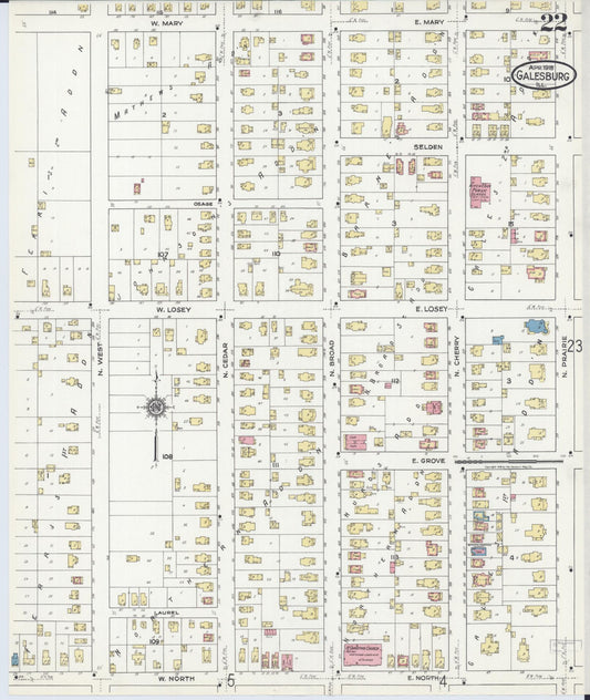Sanborn Fire Insurance Map from Galesburg, Knox County, Illinois (1918), Sheet #0022 - Historic Sanborn Fire Insurance Map Print, vintage old map wall art, antique decor, genealogy gift, Illinois Illinois map