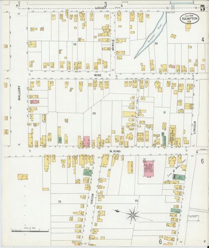Sanborn Fire Insurance Map from Hampton, Independent Cities, Virginia (1900), Sheet #0005 - Complete Map Set gallery image, historic Sanborn map, vintage wall art, Virginia Virginia