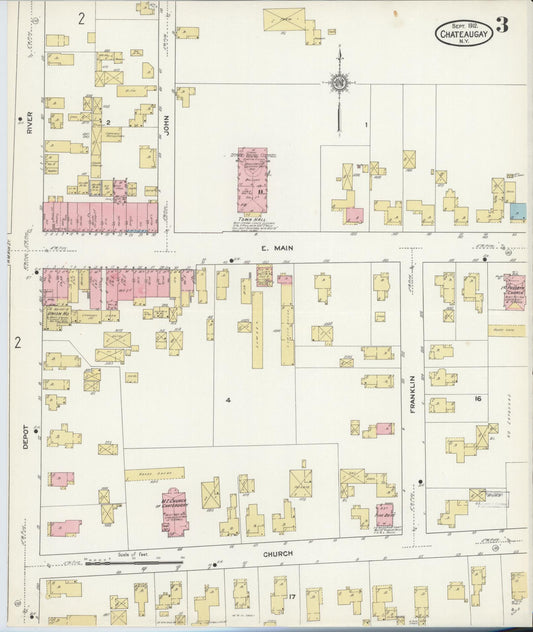 Sanborn Fire Insurance Map from Chateaugay, Franklin County, New York (1912), Sheet #0003 - Historic Sanborn Fire Insurance Map Print, vintage old map wall art, antique decor, genealogy gift, New York New York map