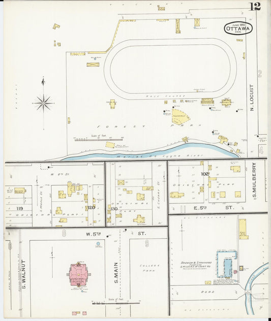 Sanborn Fire Insurance Map from Ottawa, Franklin County, Kansas (1893), Sheet #0012 - Historic Sanborn Fire Insurance Map Print, vintage old map wall art, antique decor, genealogy gift, Kansas Kansas map