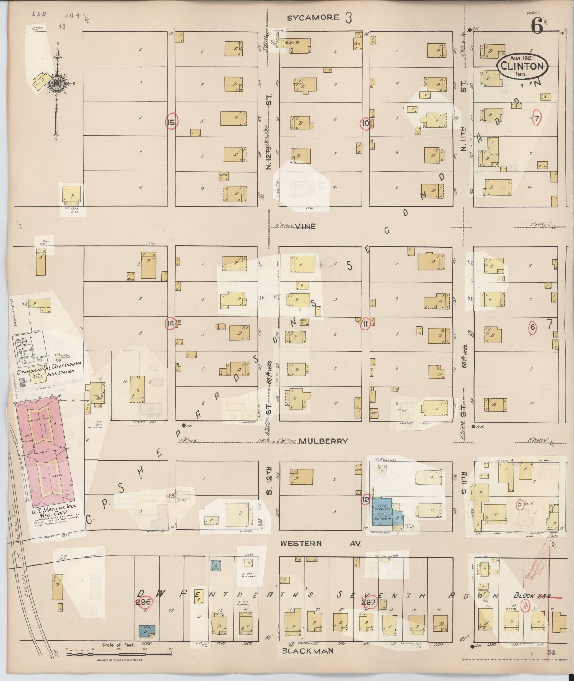 Sanborn Fire Insurance Map from Clinton, Vermillion County, Indiana (1947), Sheet #0006 - Complete Map Set gallery image, historic Sanborn map, vintage wall art, Indiana Indiana