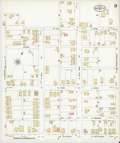 Sanborn Fire Insurance Map from Rochester, Beaver County, Pennsylvania (1908), Sheet #0009 - Complete Map Set gallery image, historic Sanborn map, vintage wall art, Pennsylvania Pennsylvania