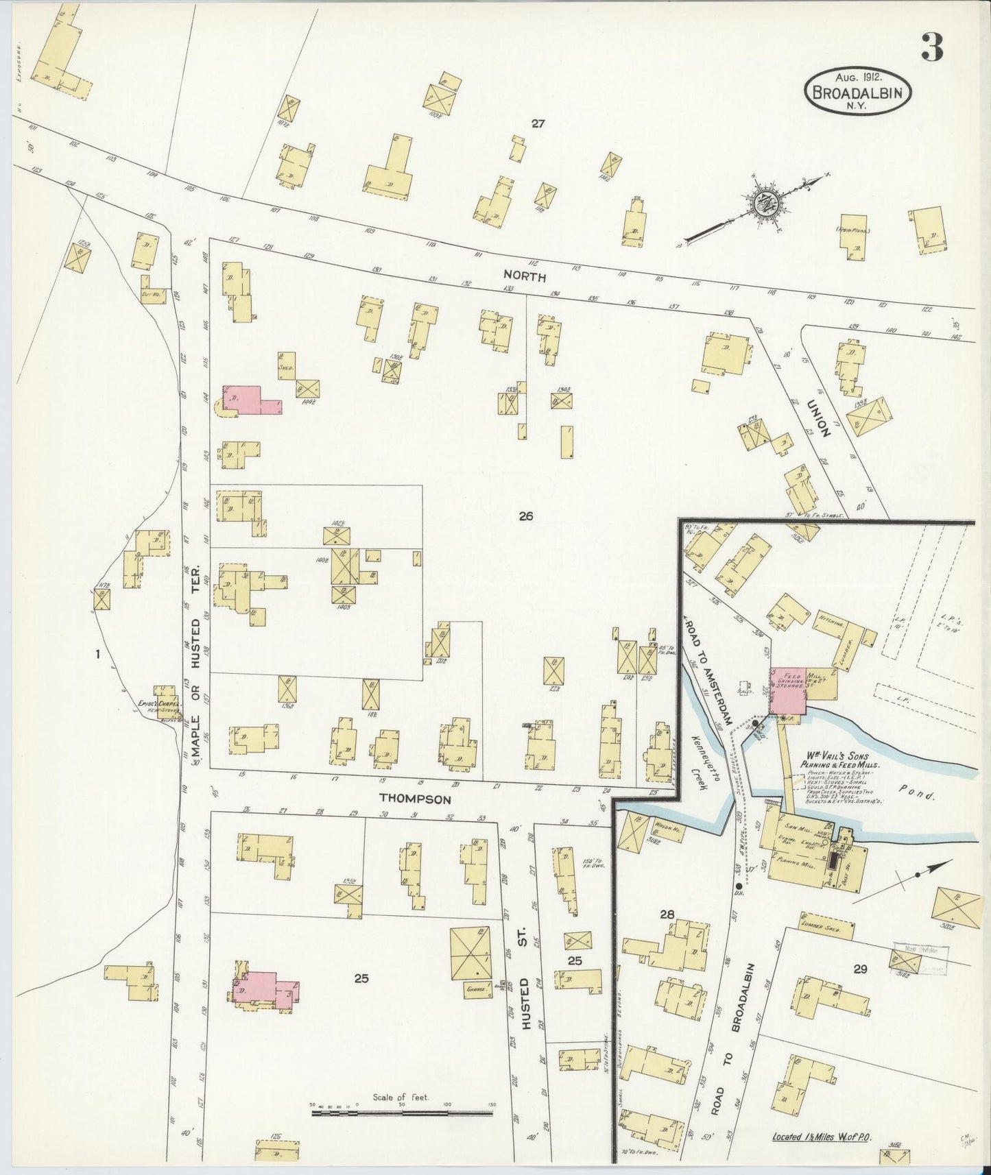 Sanborn Fire Insurance Map from Broadalbin, Fulton County, New York (1912), Sheet #0003 - Complete Map Set gallery image, historic Sanborn map, vintage wall art, New York New York
