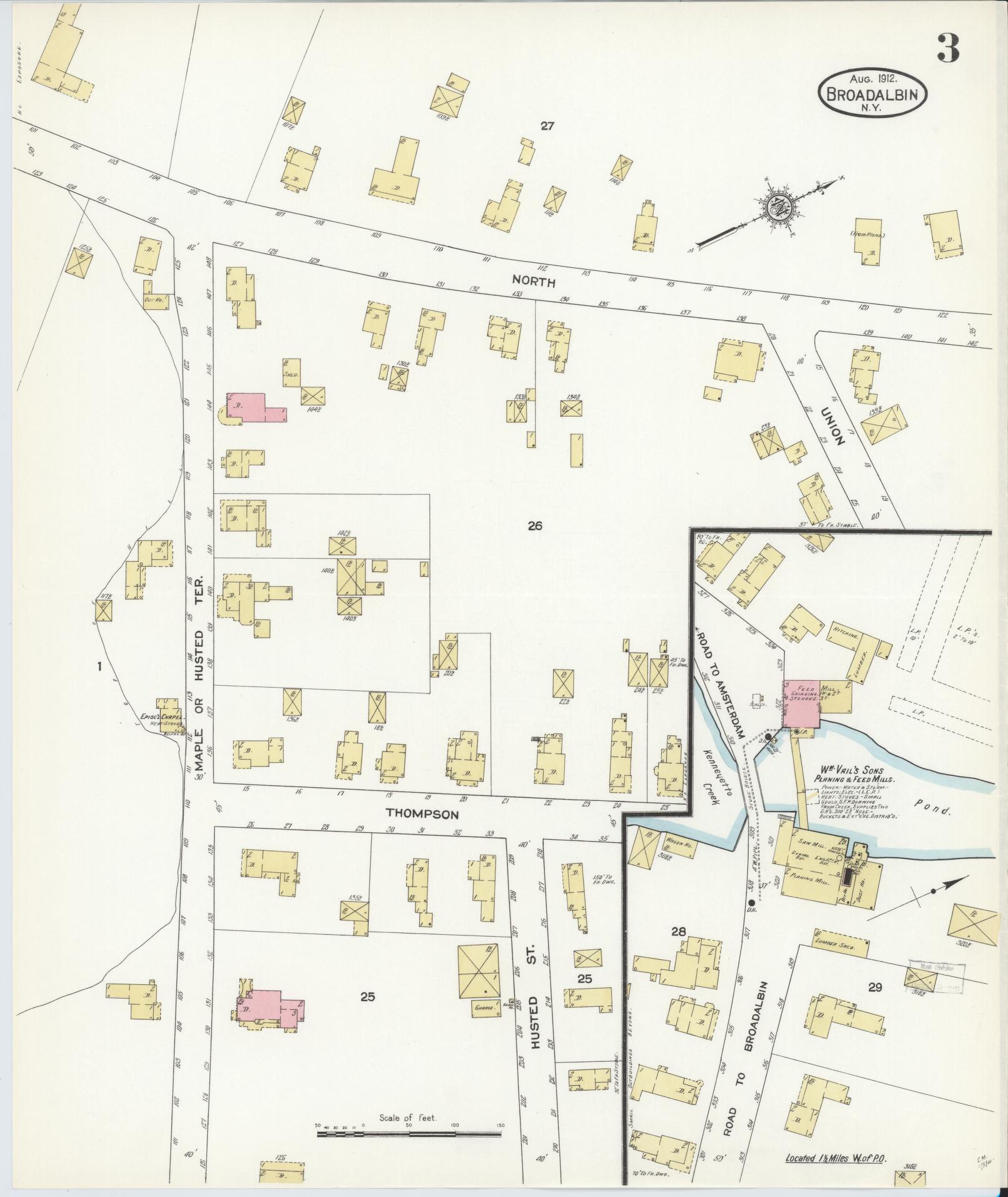 Sanborn Fire Insurance Map from Broadalbin, Fulton County, New York (1912), Sheet #0003 - Complete Map Set gallery image, historic Sanborn map, vintage wall art, New York New York