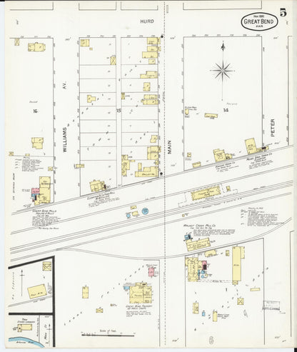 Sanborn Fire Insurance Map from Great Bend, Barton County, Kansas (1892), Sheet #0005 - Complete Map Set gallery image, historic Sanborn map, vintage wall art, Kansas Kansas