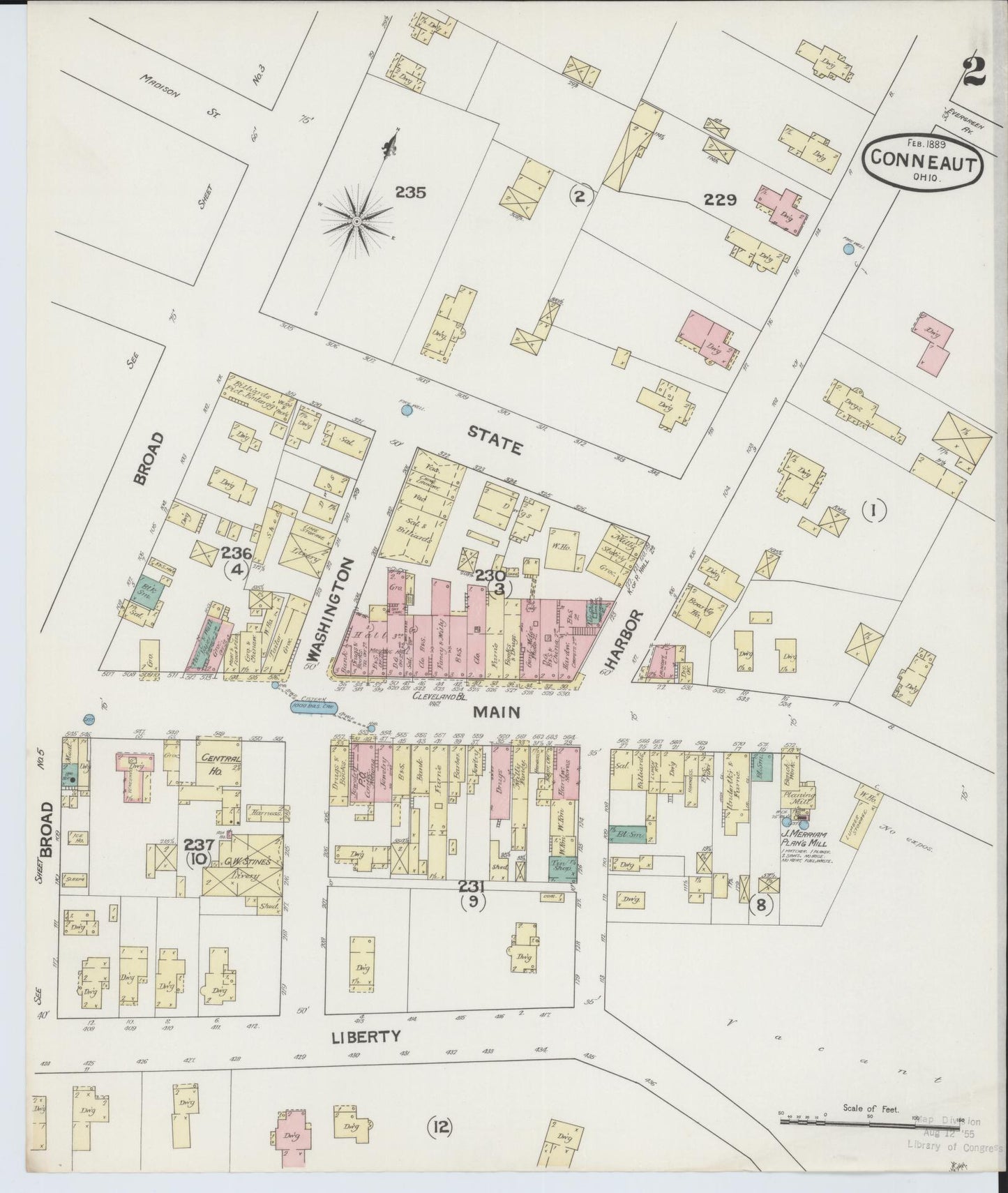 Sanborn Fire Insurance Map from Conneaut, Ashtabula County, Ohio (1889), Sheet #0002 - Historic Sanborn Fire Insurance Map Print, vintage old map wall art, antique decor, genealogy gift, Ohio Ohio map