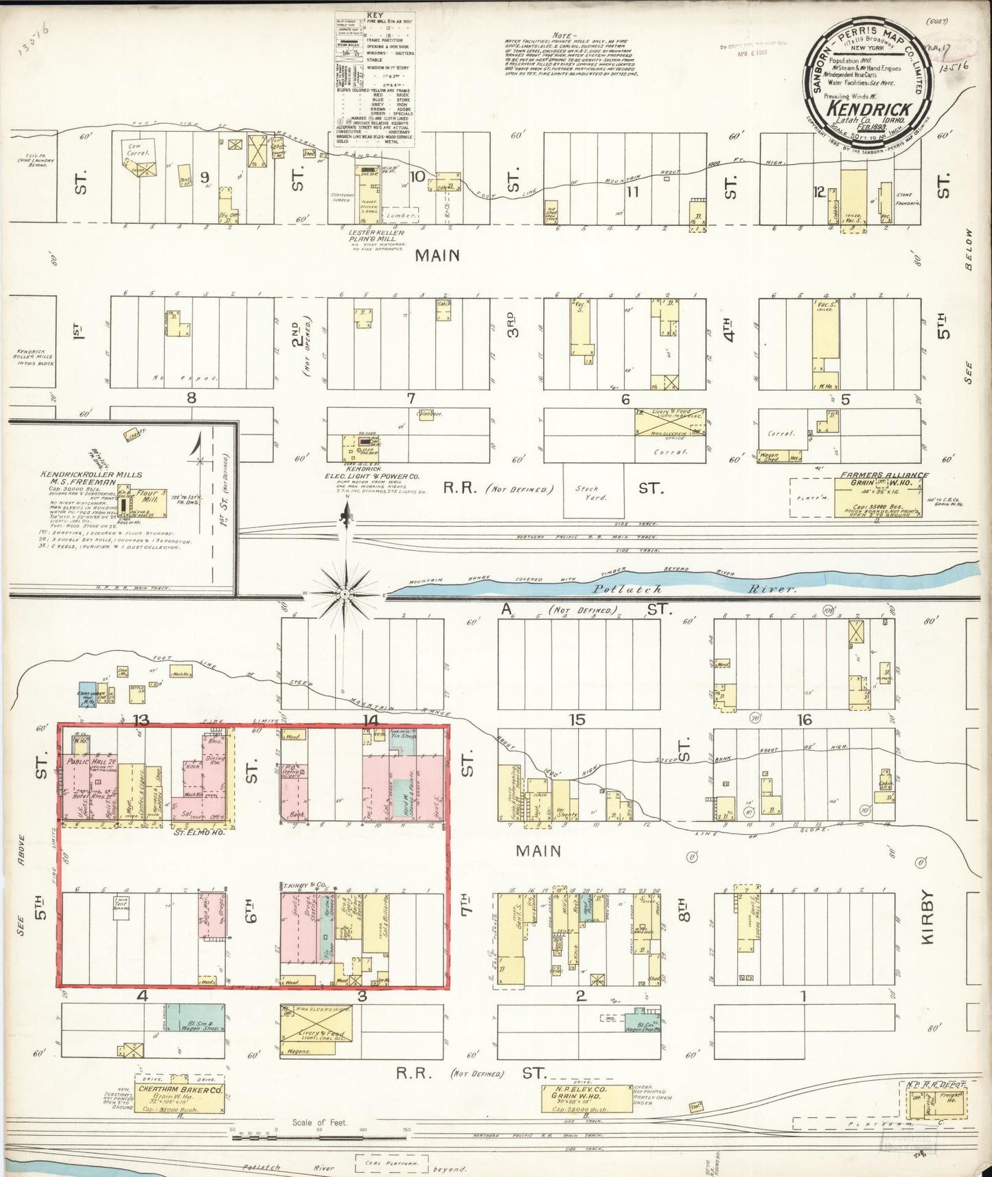 Sanborn Fire Insurance Map from Kendrick, Latah County, Idaho (1893), Sheet #0001 - Historic Sanborn Fire Insurance Map Print, vintage old map wall art, antique decor, genealogy gift, Idaho Idaho map