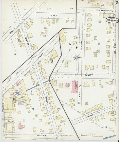 Sanborn Fire Insurance Map from Meriden, New Haven County, Connecticut (1891), Sheet #0005 - Complete Map Set gallery image, historic Sanborn map, vintage wall art, Connecticut Connecticut