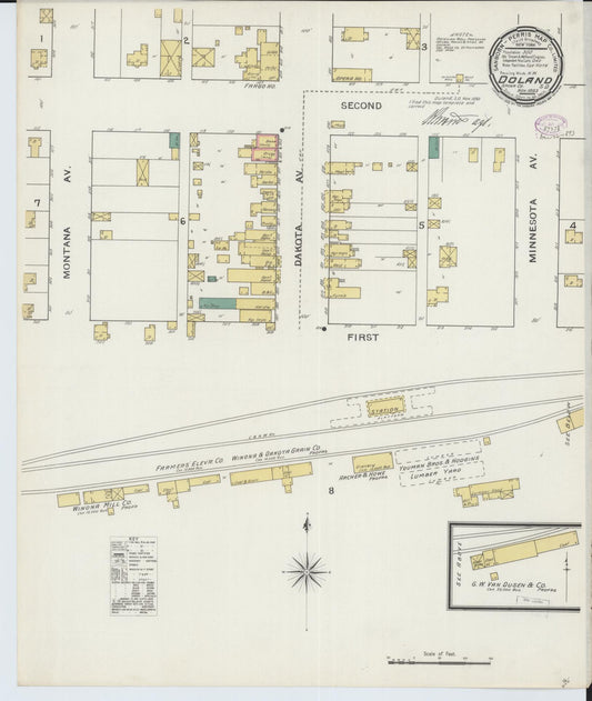Sanborn Fire Insurance Map from Doland, Spink County, South Dakota (1893), Sheet #0001 - Historic Sanborn Fire Insurance Map Print, vintage old map wall art, antique decor, genealogy gift, South Dakota South Dakota map