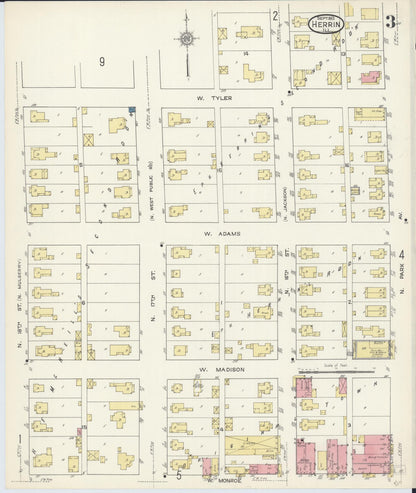 Sanborn Fire Insurance Map from Herrin, Williamson County, Illinois (1913), Sheet #0003 - Historic Sanborn Fire Insurance Map Print, vintage old map wall art, antique decor, genealogy gift, Illinois Illinois map