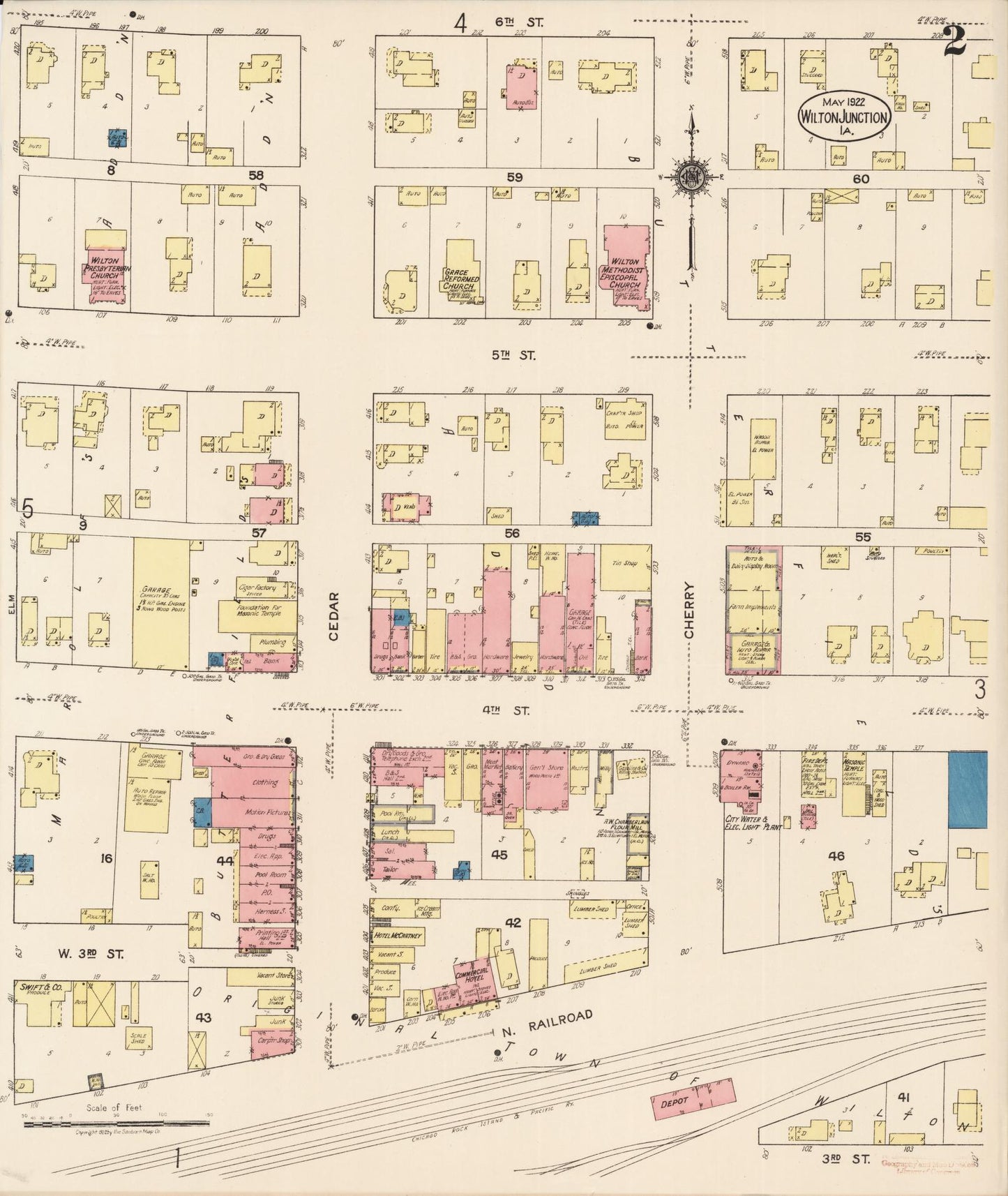Sanborn Fire Insurance Map from Wilton Junction, Muscatine County, Iowa (1922), Sheet #0002 - Historic Sanborn Fire Insurance Map Print
