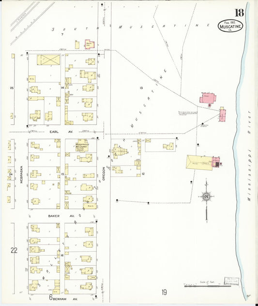 Sanborn Fire Insurance Map from Muscatine, Muscatine County, Iowa (1912), Sheet #0018 - Historic Sanborn Fire Insurance Map Print, vintage old map wall art