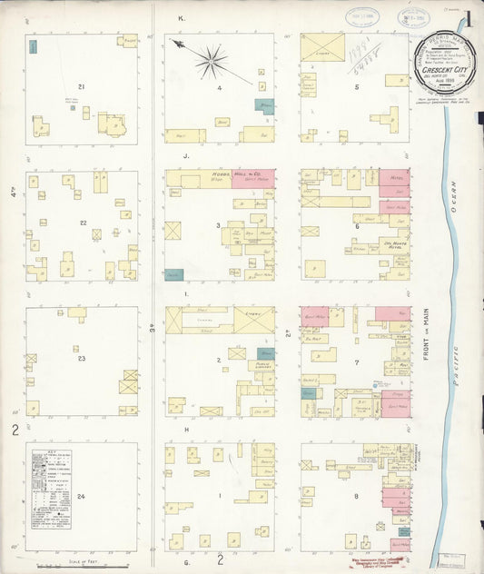 Sanborn Fire Insurance Map from Crescent City, Del Norte County, California (1898), Sheet #0001 - Complete Map Set gallery image, historic Sanborn map, vintage wall art, California California