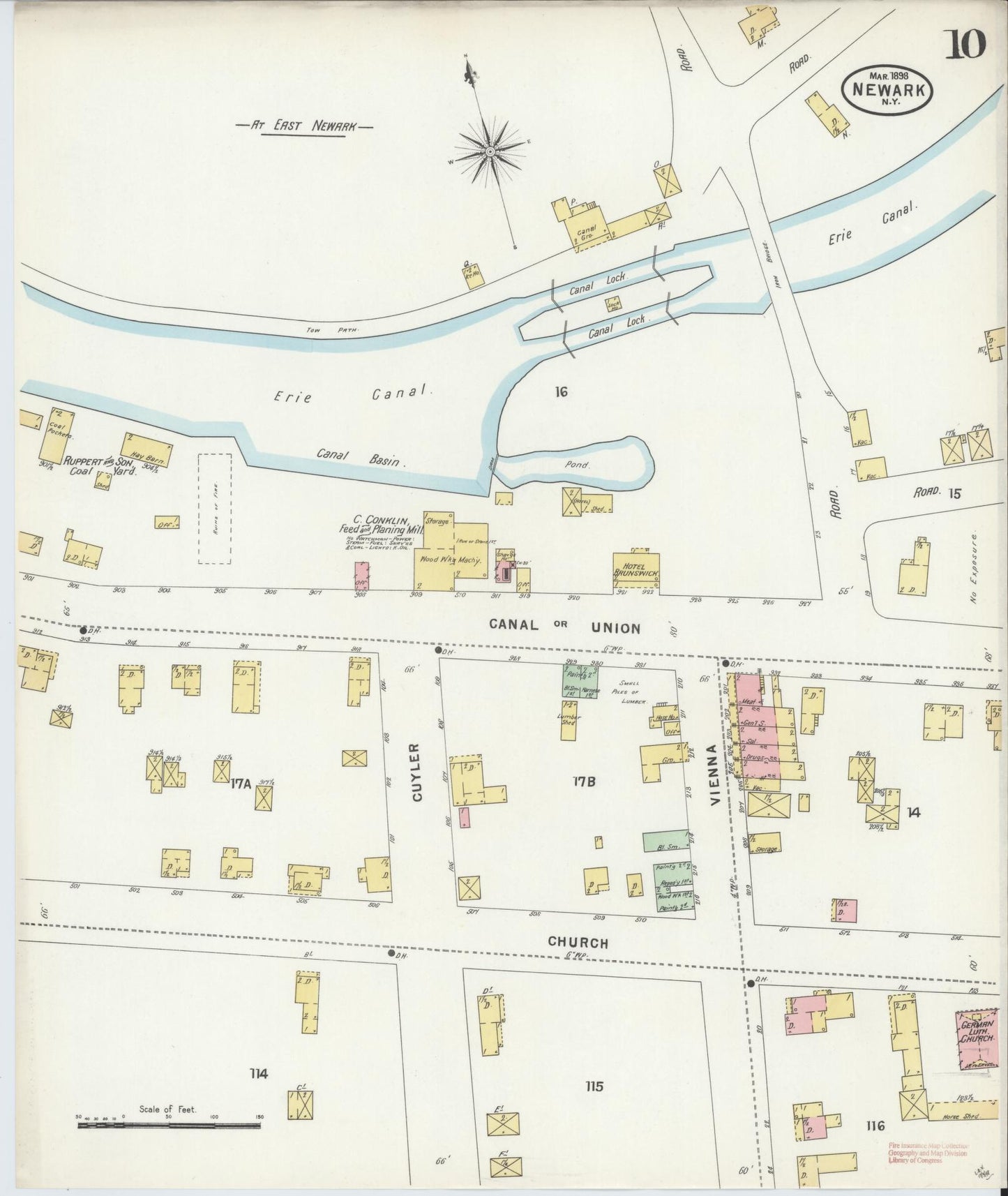 Sanborn Fire Insurance Map from Newark, Wayne County, New York (1898), Sheet #0010 - Historic Sanborn Fire Insurance Map Print, vintage old map wall art, antique decor, genealogy gift, New York New York map