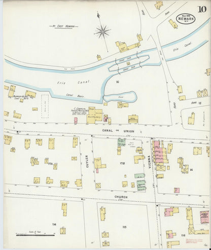 Sanborn Fire Insurance Map from Newark, Wayne County, New York (1898), Sheet #0010 - Historic Sanborn Fire Insurance Map Print, vintage old map wall art, antique decor, genealogy gift, New York New York map