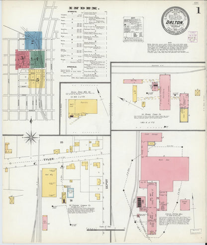 Sanborn Fire Insurance Map from Dalton, Whitfield County, Georgia (1903), Sheet #0001 - Complete Map Set gallery image, historic Sanborn map, vintage wall art, Georgia Georgia