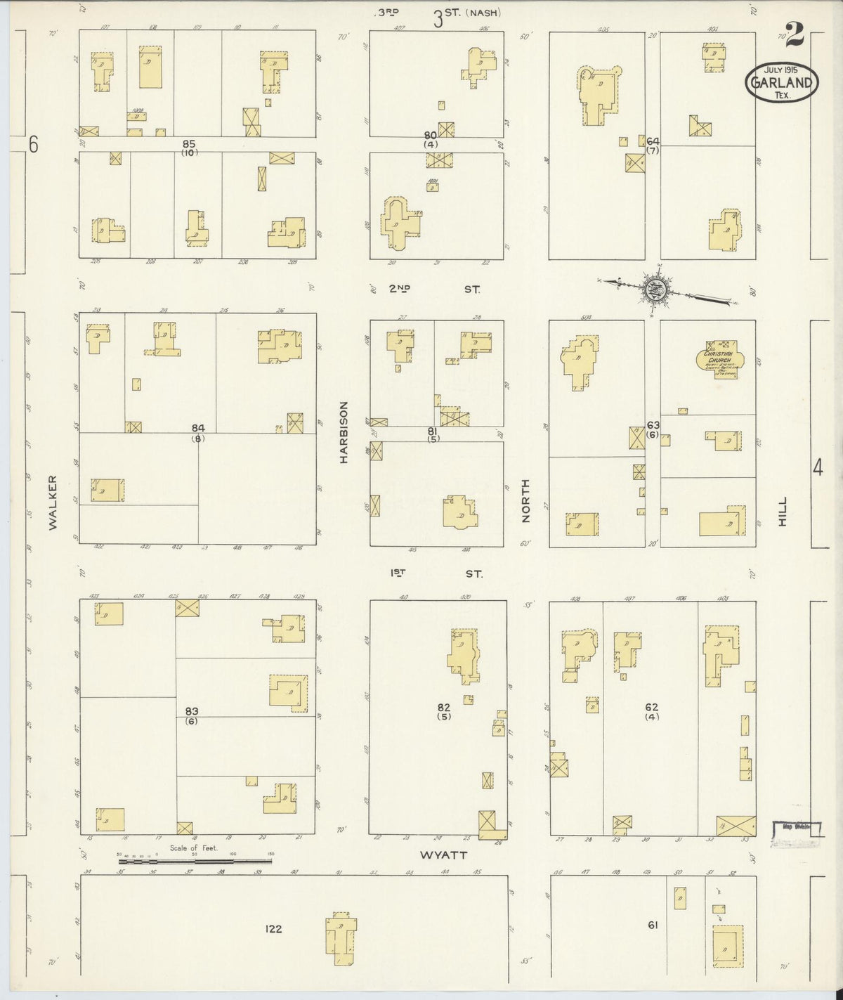 Sanborn Fire Insurance Map from Garland, Dallas County, Texas (1915), Sheet #0002 - Complete Map Set gallery image, historic Sanborn map, vintage wall art, Texas Texas
