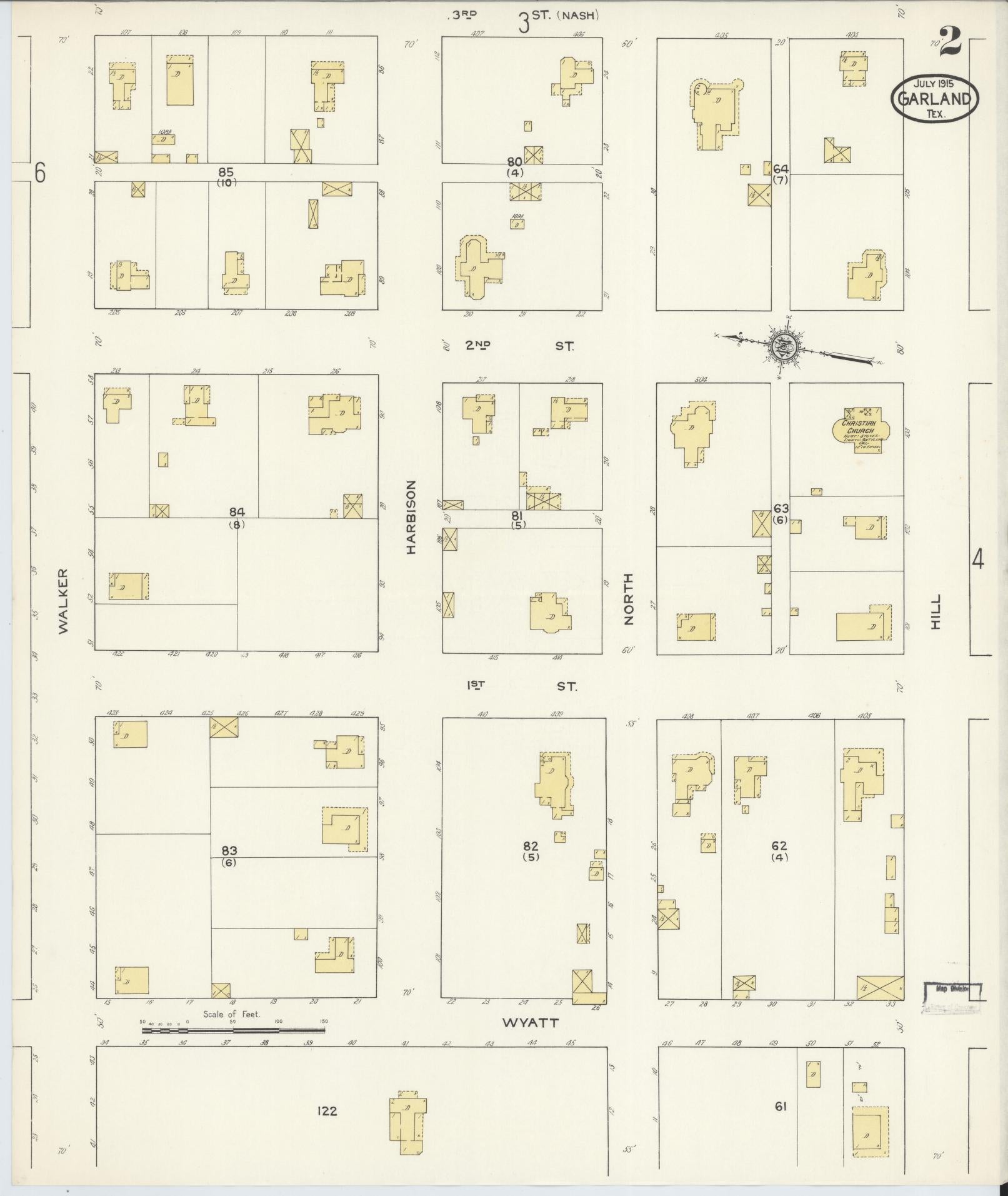 Sanborn Fire Insurance Map from Garland, Dallas County, Texas (1915), Sheet #0002 - Complete Map Set gallery image, historic Sanborn map, vintage wall art, Texas Texas