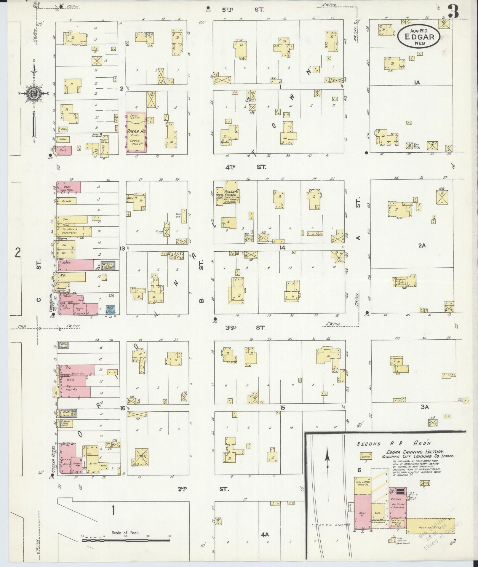 Sanborn Fire Insurance Map from Edgar, Clay County, Nebraska (1910), Sheet #0003 - Historic Sanborn Fire Insurance Map Print, vintage old map wall art, antique decor, genealogy gift, Nebraska Nebraska map